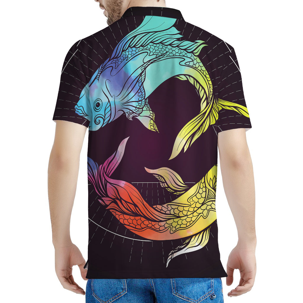 Colorful Pisces Sign Print Men's Polo Shirt