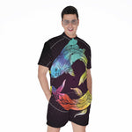 Colorful Pisces Sign Print Men's Rompers