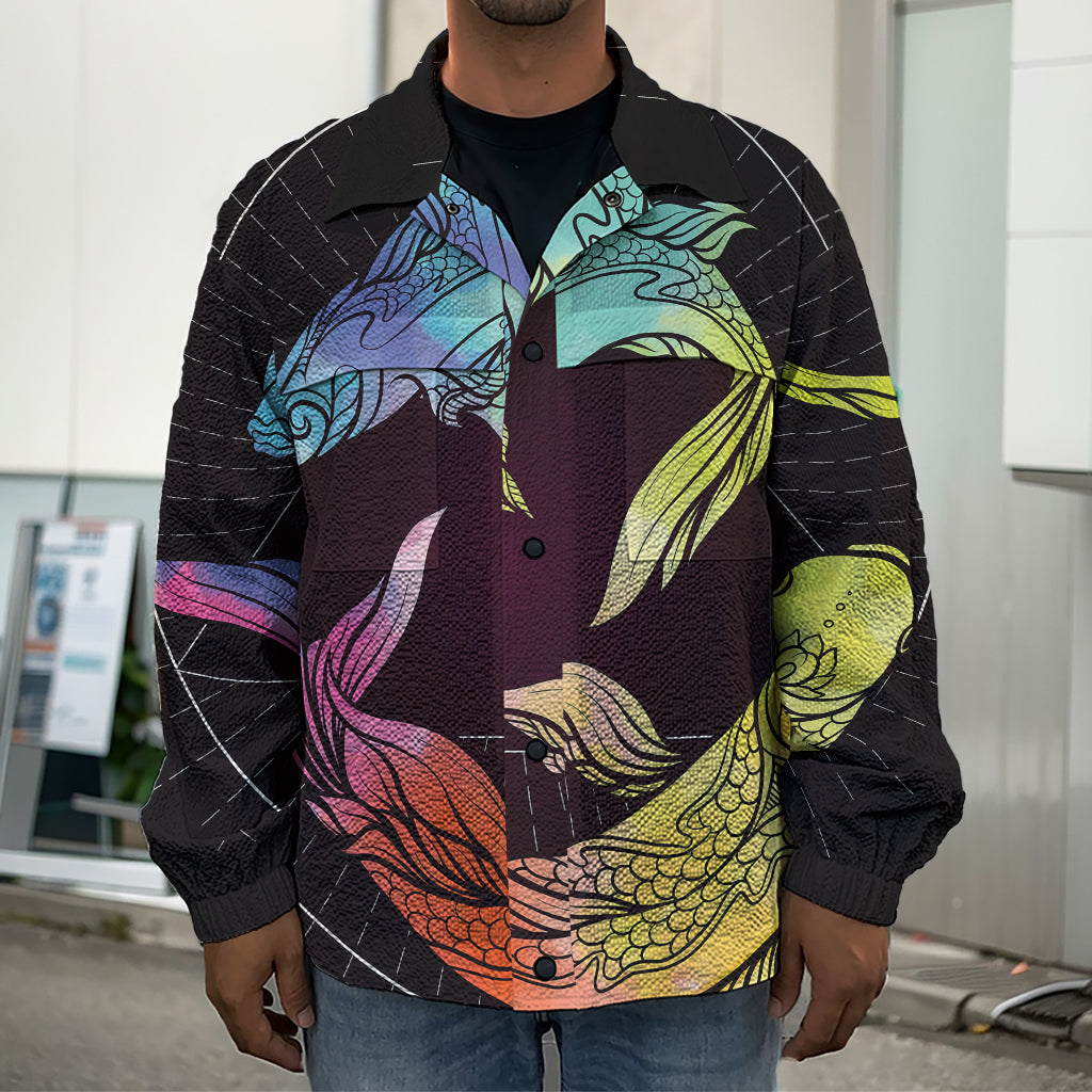 Colorful Pisces Sign Print Men's Shirt Jacket