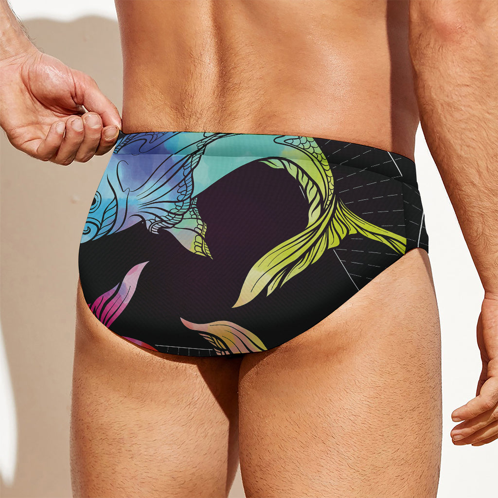 Colorful Pisces Sign Print Men's Swim Briefs