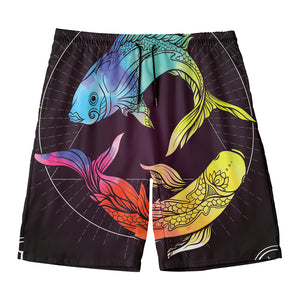 Colorful Pisces Sign Print Men's Swim Trunks