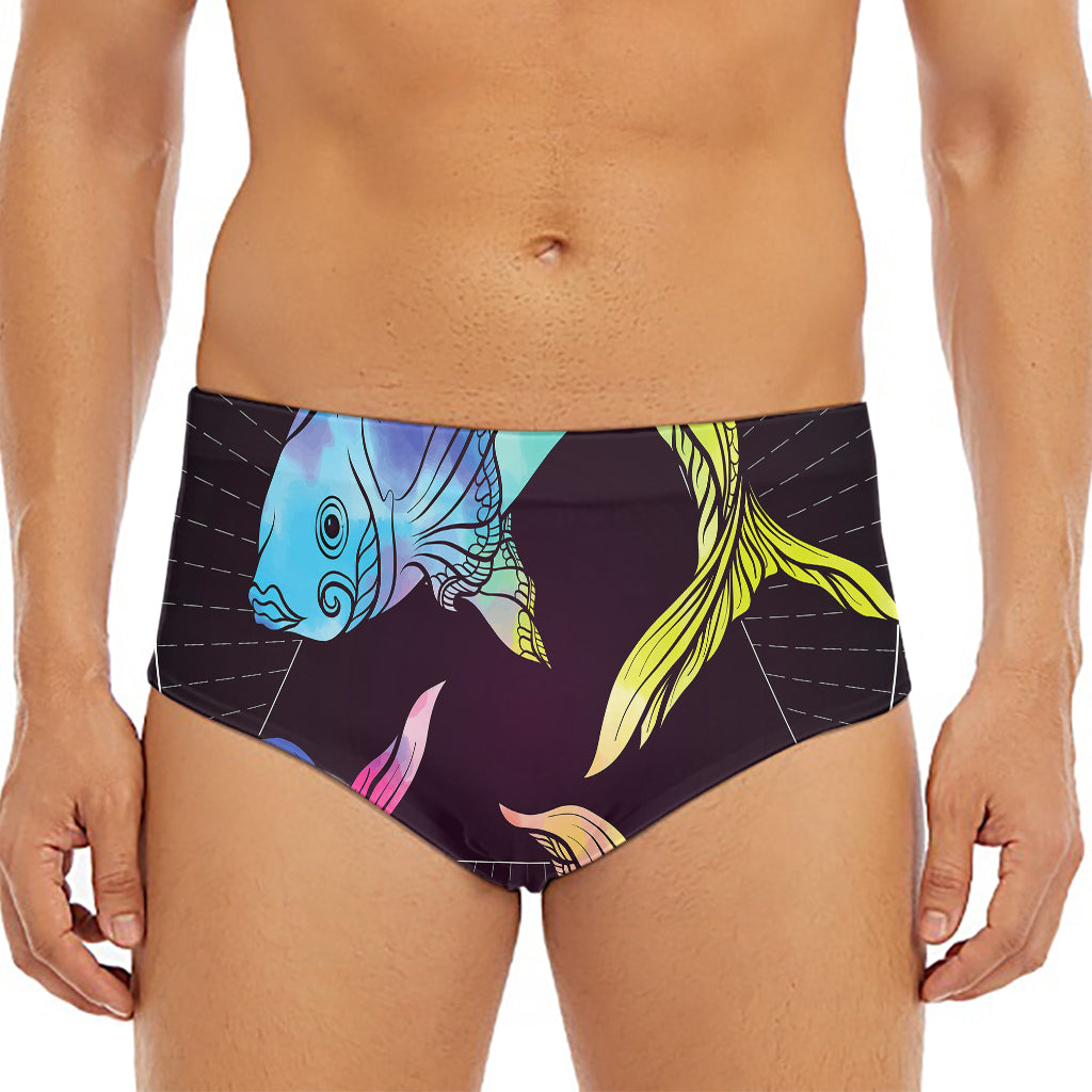 Colorful Pisces Sign Print Men's Triangle Swim Briefs