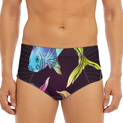 Colorful Pisces Sign Print Men's Triangle Swim Briefs