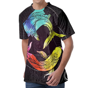 Colorful Pisces Sign Print Men's Velvet T-Shirt