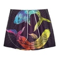 Colorful Pisces Sign Print Mesh Shorts