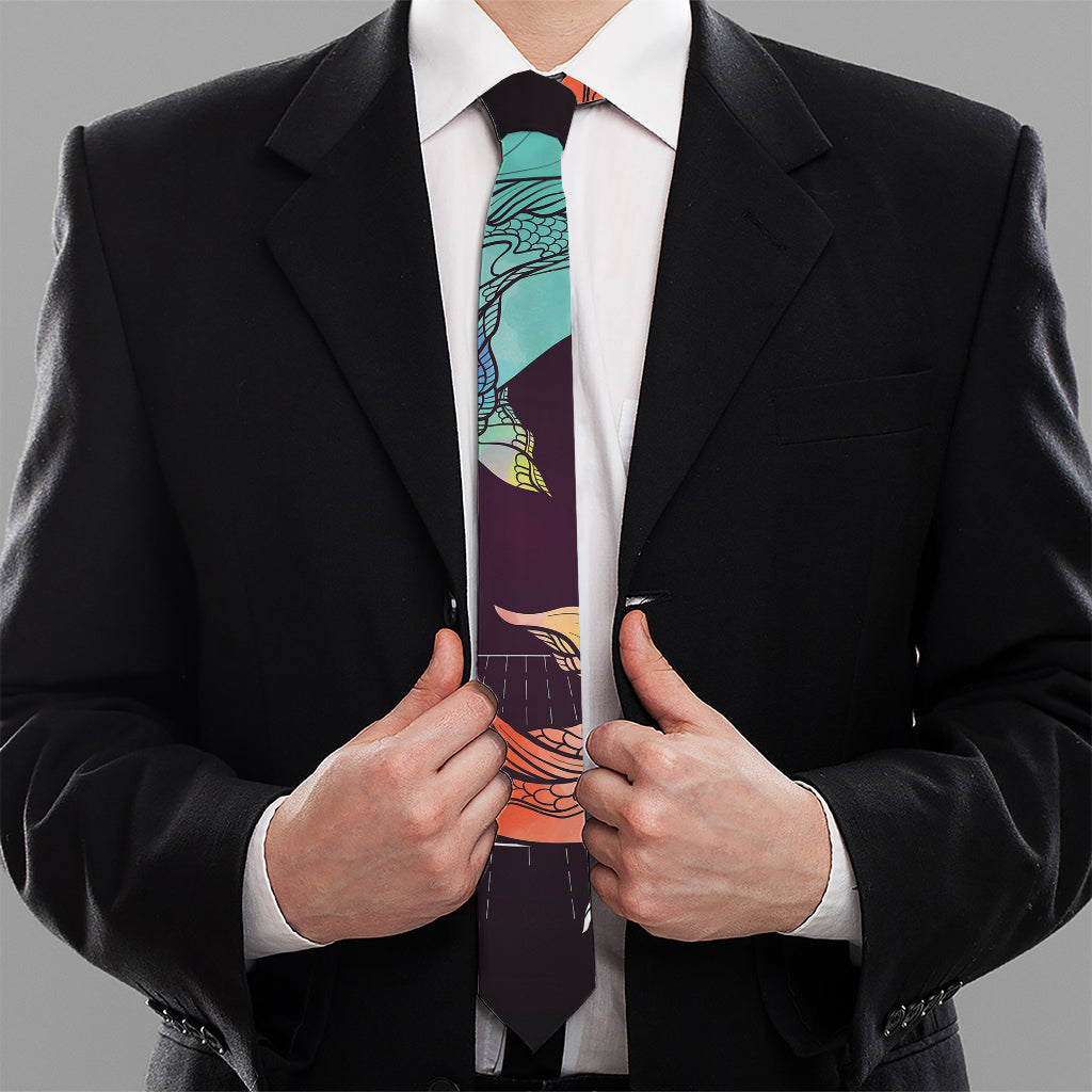 Colorful Pisces Sign Print Necktie
