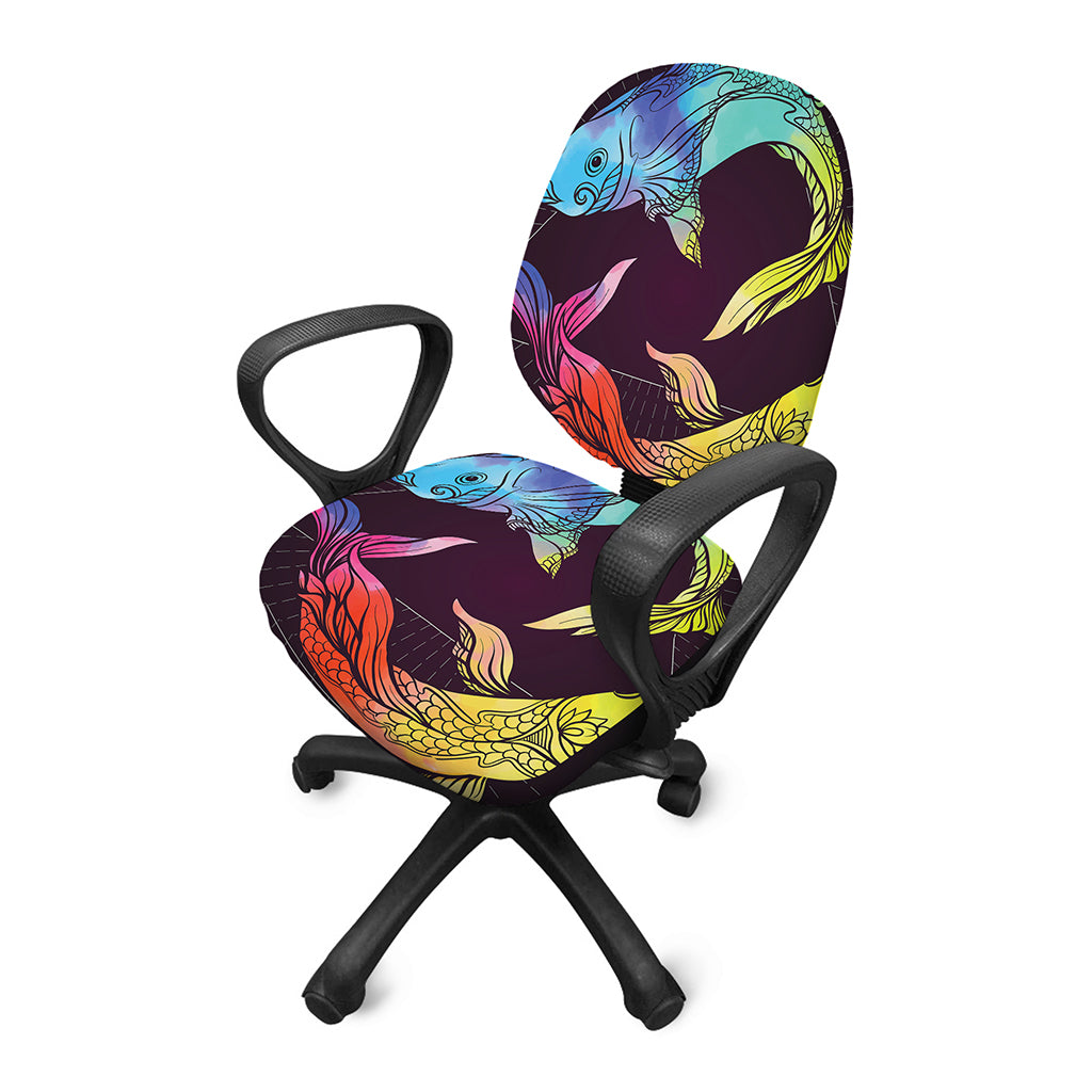 Colorful Pisces Sign Print Office Chair Cover