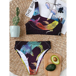 Colorful Pisces Sign Print One Shoulder Bikini Top