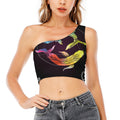 Colorful Pisces Sign Print One Shoulder Crop Top