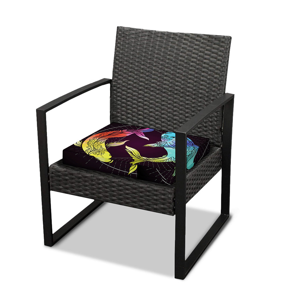 Colorful Pisces Sign Print Outdoor Seat Cushion Cover