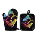 Colorful Pisces Sign Print Oven Mitt And Pot Holder Set