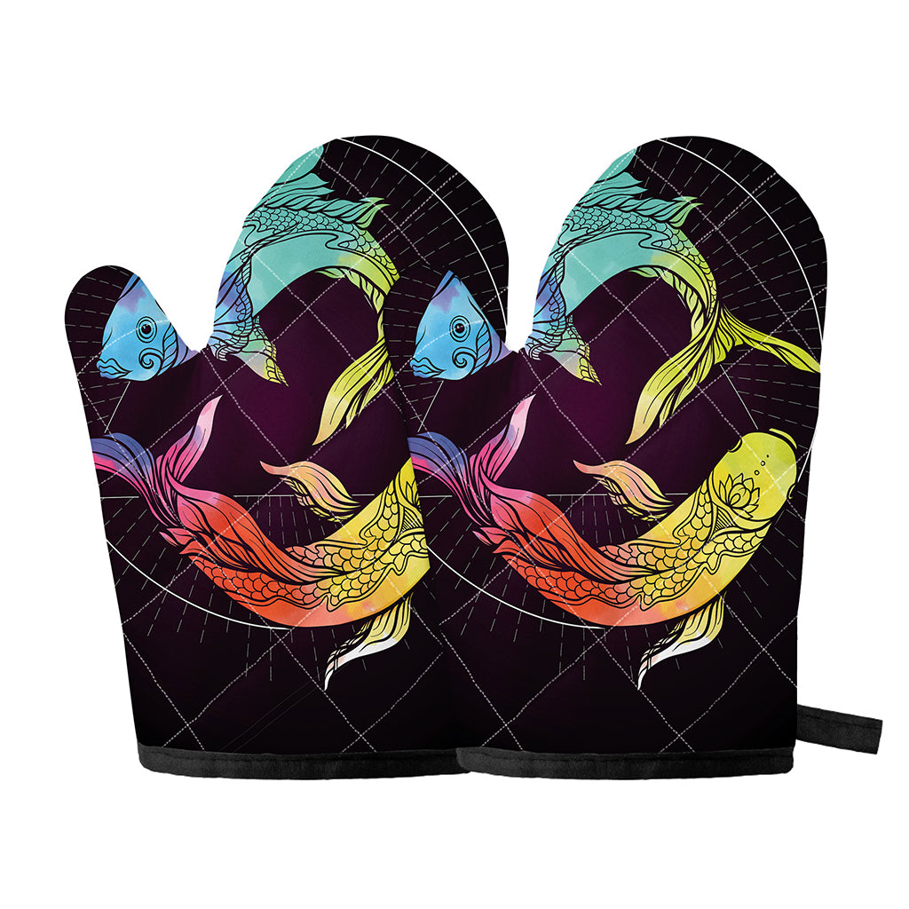Colorful Pisces Sign Print Oven Mitts