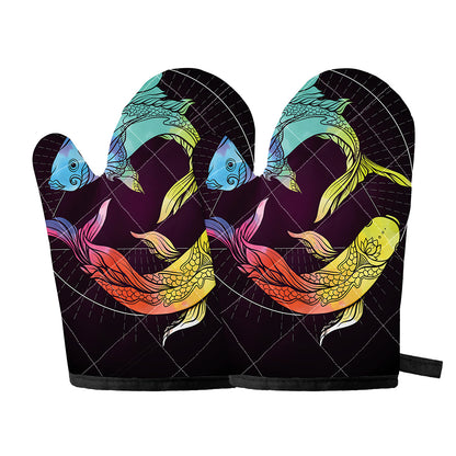 Colorful Pisces Sign Print Oven Mitts