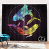 Colorful Pisces Sign Print Pencil Pleat Curtains