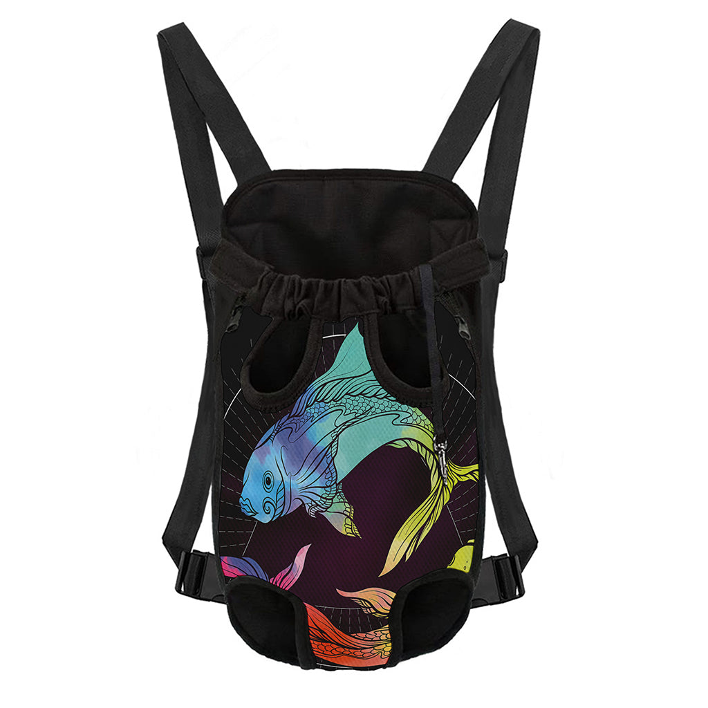 Colorful Pisces Sign Print Pet Carrier Backpack