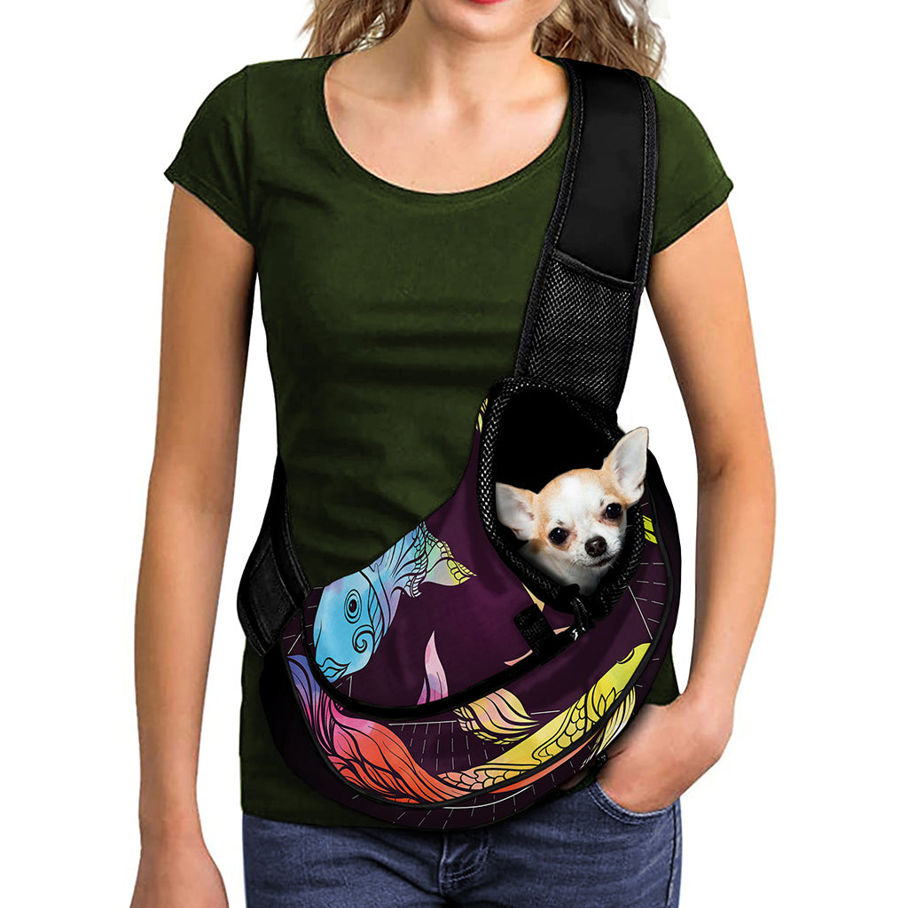 Colorful Pisces Sign Print Pet Sling Carrier