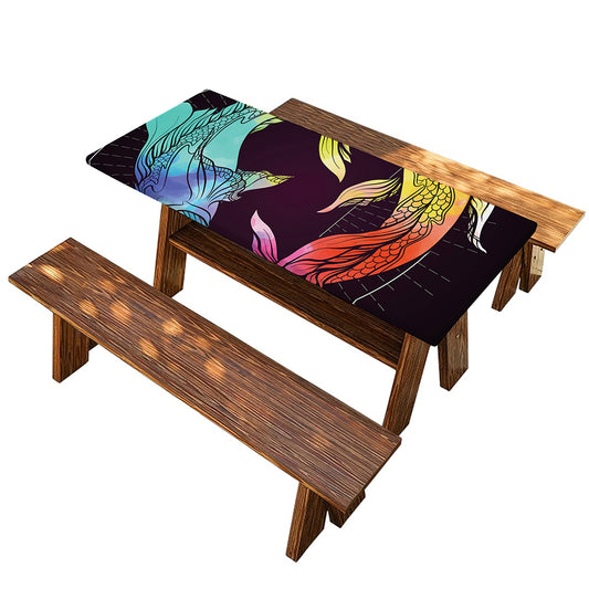 Colorful Pisces Sign Print Picnic Table Cover