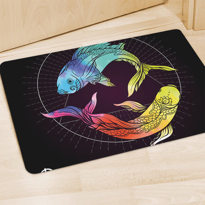Colorful Pisces Sign Print Polyester Doormat