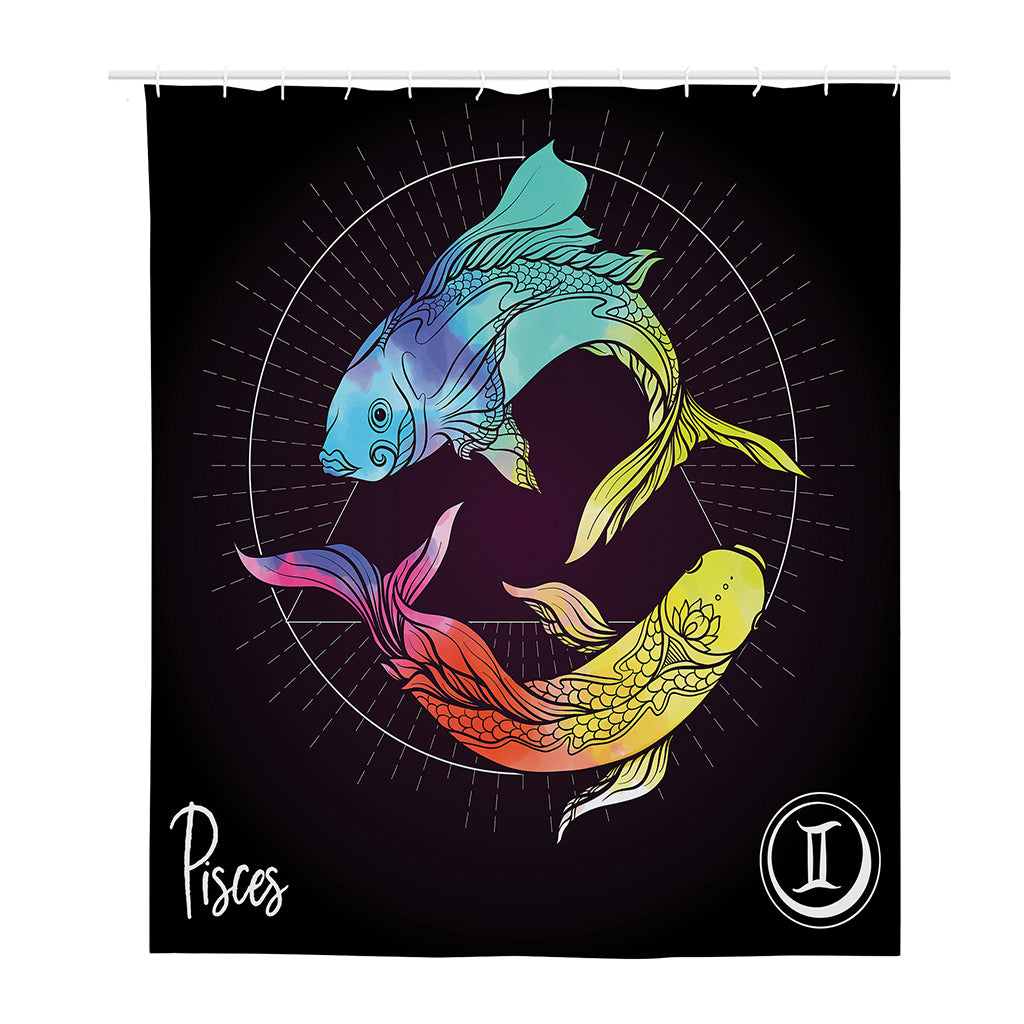 Colorful Pisces Sign Print Polyester Shower Curtain