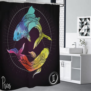 Colorful Pisces Sign Print Premium Shower Curtain