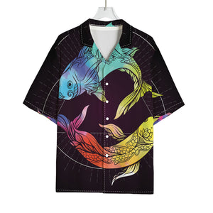 Colorful Pisces Sign Print Rayon Hawaiian Shirt