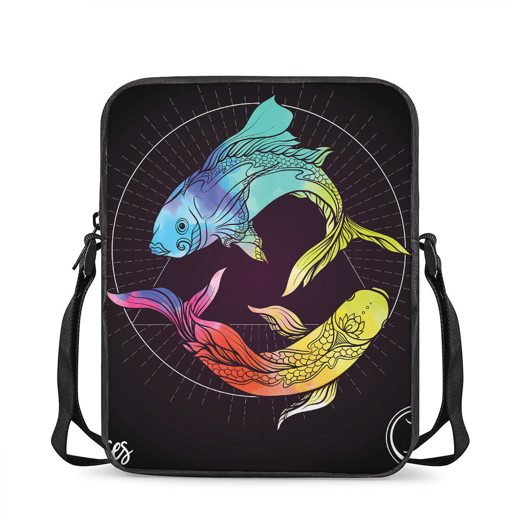 Colorful Pisces Sign Print Rectangular Crossbody Bag