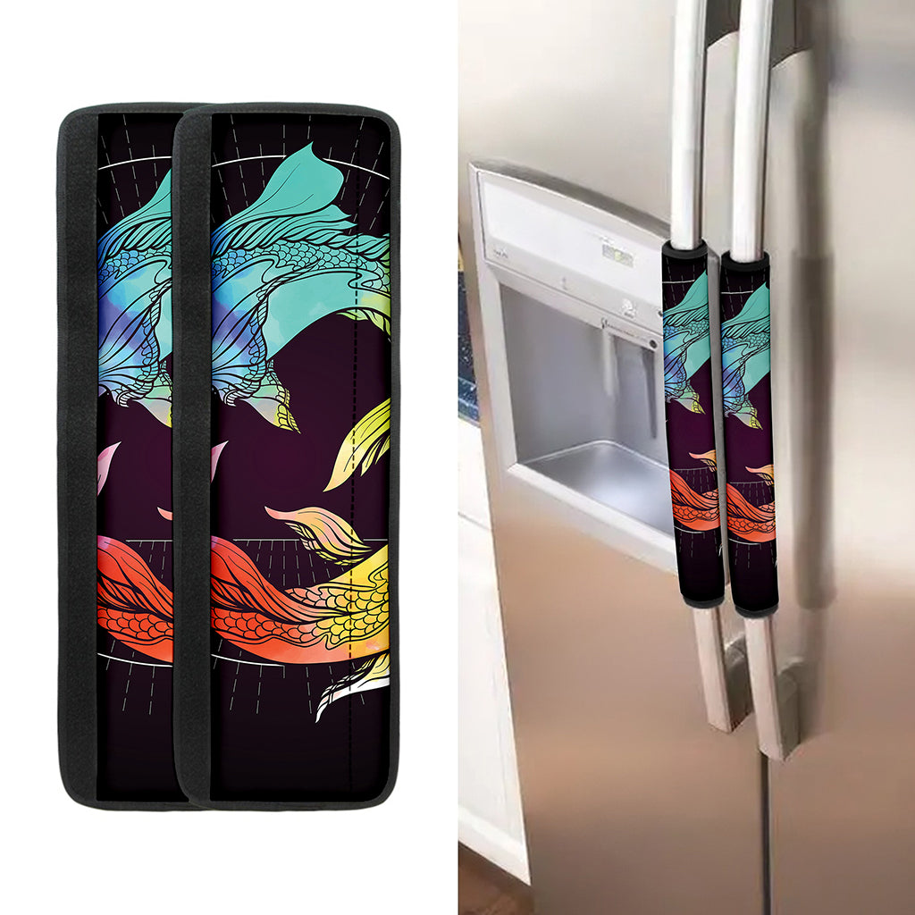 Colorful Pisces Sign Print Refrigerator Handle Covers