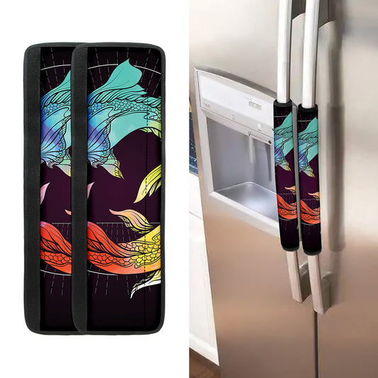 Colorful Pisces Sign Print Refrigerator Handle Covers