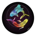 Colorful Pisces Sign Print Round Floor Mat