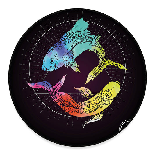 Colorful Pisces Sign Print Round Floor Mat