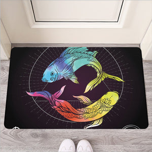 Colorful Pisces Sign Print Rubber Doormat