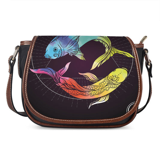 Colorful Pisces Sign Print Saddle Bag