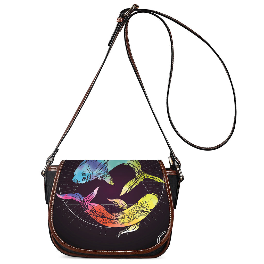 Colorful Pisces Sign Print Saddle Bag
