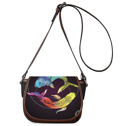 Colorful Pisces Sign Print Saddle Bag