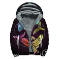 Colorful Pisces Sign Print Sherpa Lined Zip Up Hoodie