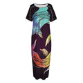 Colorful Pisces Sign Print Short Sleeve Long Nightdress