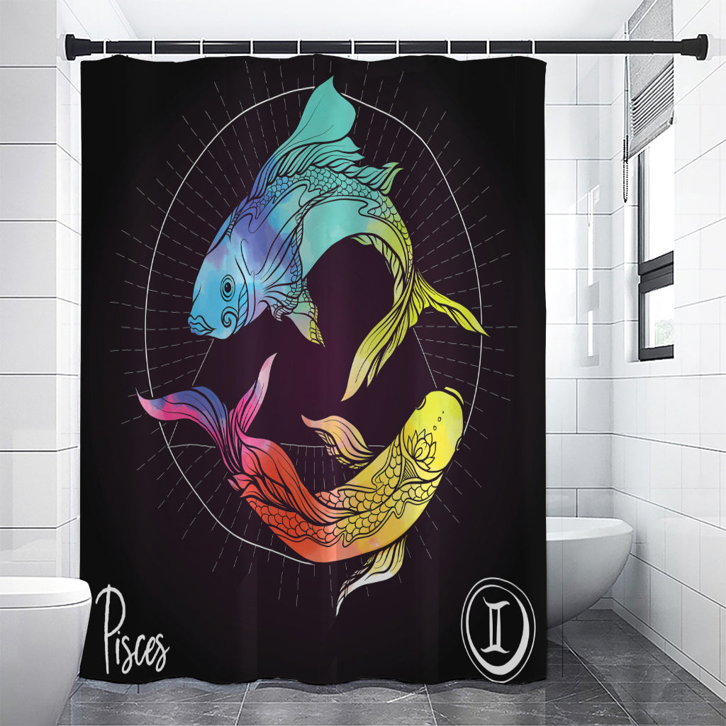 Colorful Pisces Sign Print Shower Curtain