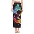 Colorful Pisces Sign Print Side Slit Maxi Skirt