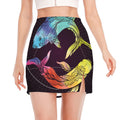 Colorful Pisces Sign Print Side Slit Mini Skirt