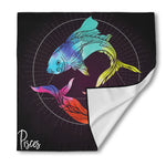 Colorful Pisces Sign Print Silk Bandana