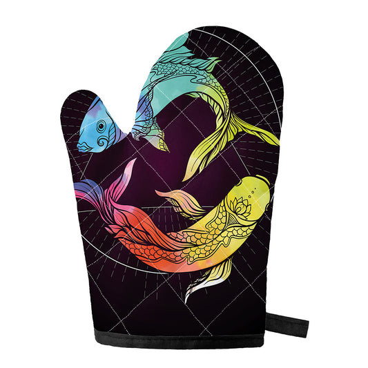 Colorful Pisces Sign Print Single Oven Mitt
