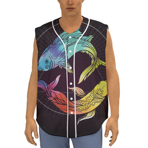 Colorful Pisces Sign Print Sleeveless Baseball Jersey