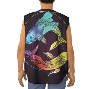 Colorful Pisces Sign Print Sleeveless Baseball Jersey