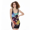 Colorful Pisces Sign Print Sleeveless Bodycon Dress