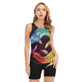 Colorful Pisces Sign Print Sleeveless One Piece Swimsuit