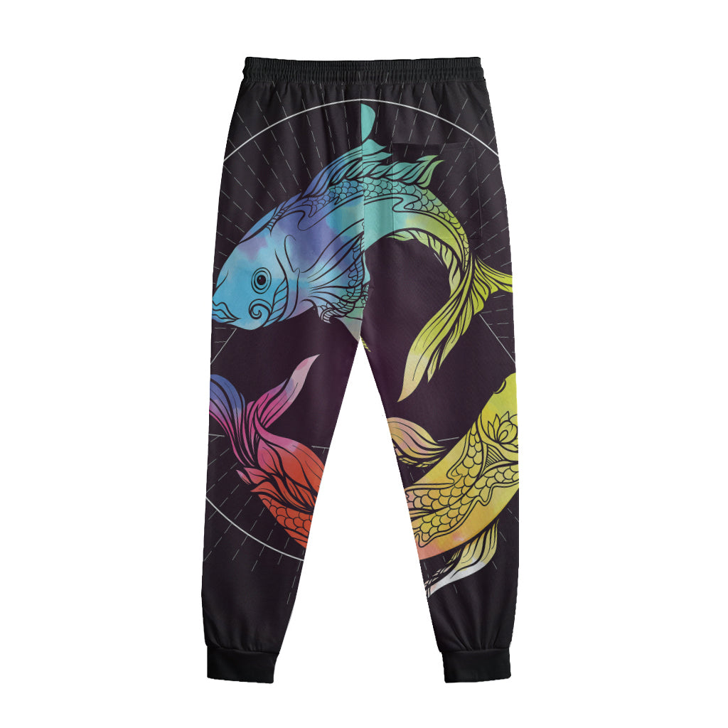 Colorful Pisces Sign Print Sweatpants