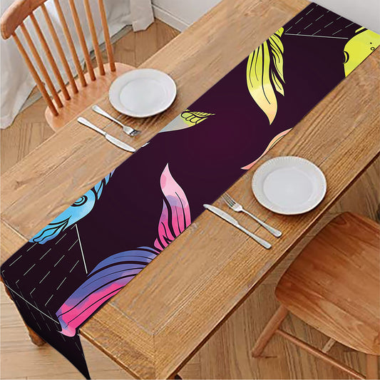 Colorful Pisces Sign Print Table Runner