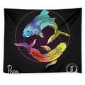 Colorful Pisces Sign Print Tapestry
