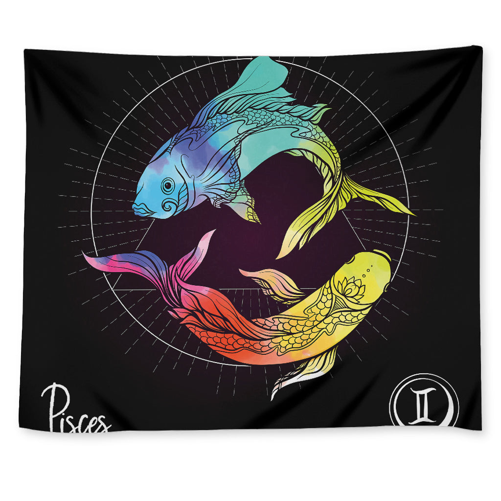 Colorful Pisces Sign Print Tapestry