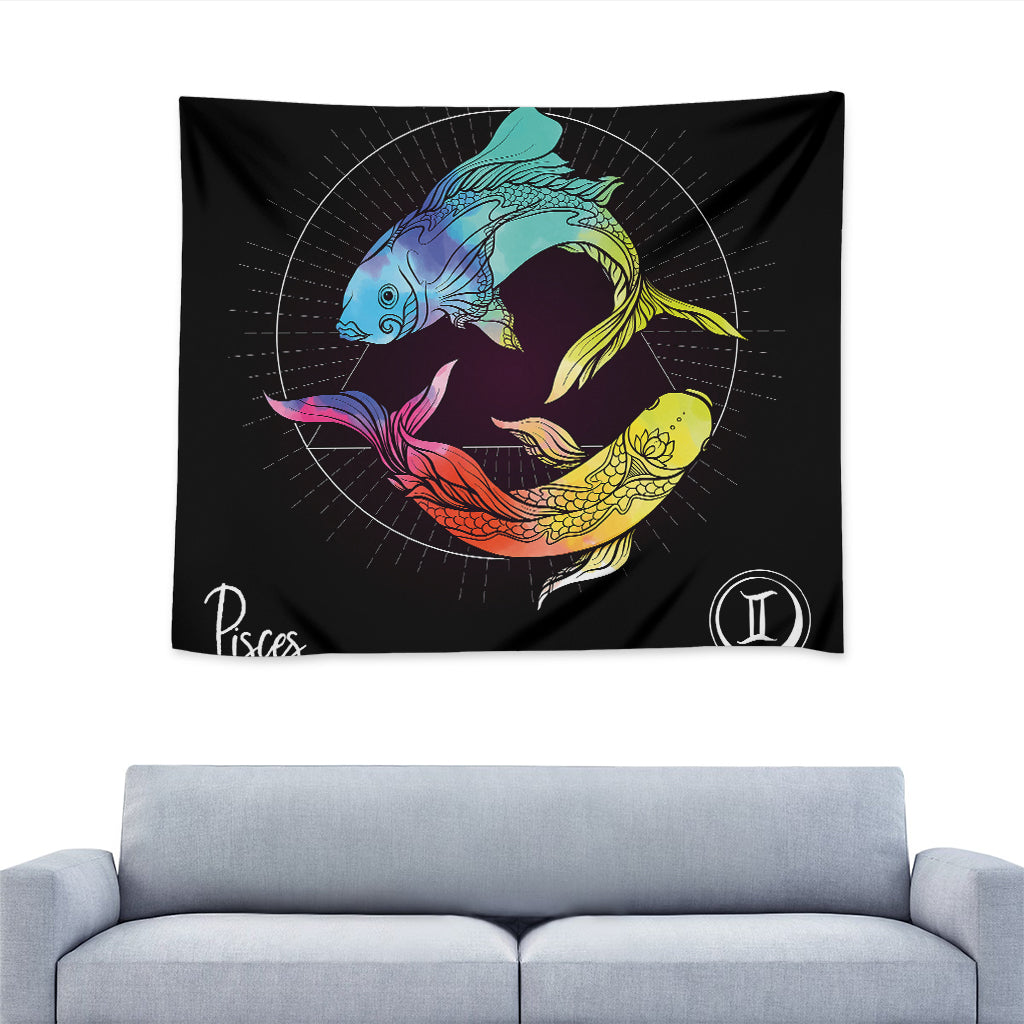 Colorful Pisces Sign Print Tapestry